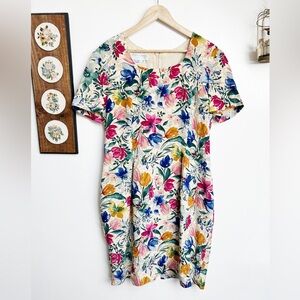 Vintage Silk Watercolor Floral Wiggle Dress